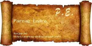 Parrag Endre névjegykártya